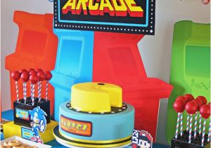 Video Game themed Birthday Party Decorations Kara 39 S Party Ideas Arcade Video Game Pac Man sonic Mario