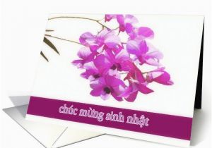 Vietnamese Birthday Cards Happy Birthday In Vietnamese Pink orchids Card Other