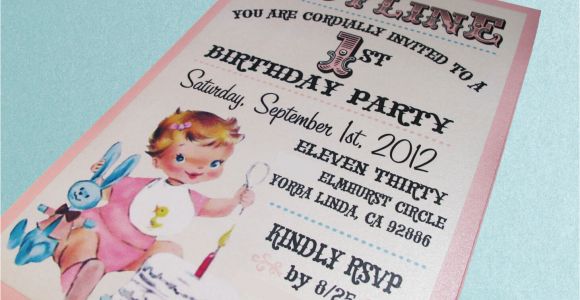 Vintage 1st Birthday Party Invitations 1950 39 S Style Retro Vintage Baby 39 S 1st Birthday