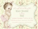 Vintage 1st Birthday Party Invitations First Birthday Invitation Shabby Chic Floral Vintage Birthday