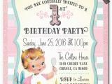 Vintage 1st Birthday Party Invitations Retro Vintage Baby 1st Birthday Invitations Di 230