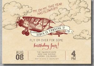 Vintage 1st Birthday Party Invitations Vintage Airplane Invitation First Birthday 1st Retro Old
