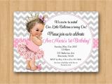 Vintage 1st Birthday Party Invitations Vintage Baby Girl Ballerina Princess 1st Birthday Invitation