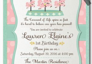 Vintage 1st Birthday Party Invitations Vintage Carousel 1st Birthday Invitations Di 287