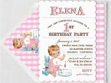 Vintage 1st Birthday Party Invitations Vintage First Birthday Girl Invitation