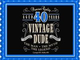Vintage 40th Birthday Decorations Vintage Dude 40th Green Edible Birthday Cake topper