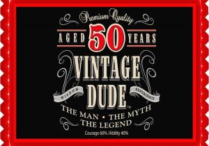 Vintage 50th Birthday Decorations Vintage Dude 50th Edible Cake and Cupcake topper Decor