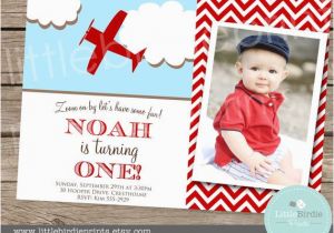 Vintage Airplane Birthday Invitations Airplane Invitation Vintage Birthday Party Chevron Clouds