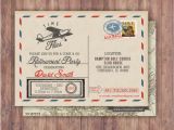 Vintage Airplane Birthday Invitations Time Flies Vintage Airplane Post Card Retirement Party
