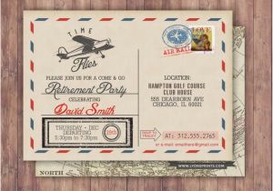 Vintage Airplane Birthday Invitations Time Flies Vintage Airplane Post Card Retirement Party