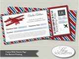 Vintage Airplane Birthday Invitations Vintage Airplane Boarding Pass Invitations Ticket Up Up