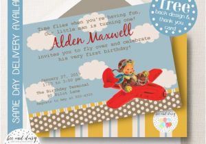 Vintage Airplane Birthday Invitations Vintage Airplane Invitation Airplane Birthday Invitation