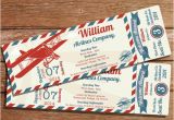 Vintage Airplane Birthday Invitations Vintage Airplane Ticket Party Invitation Create Your Own