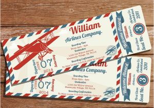 Vintage Airplane Birthday Invitations Vintage Airplane Ticket Party Invitation Create Your Own