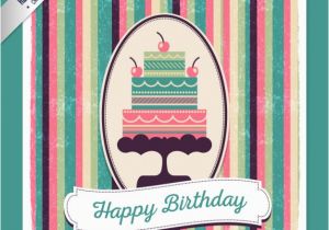 Vintage Birthday Cards Free Downloads Retro Birthday Card Vector Free Download