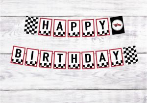 Vintage Happy Birthday Banner Printable Race Car Printable Happy Birthday Banner Retro Vintage Style