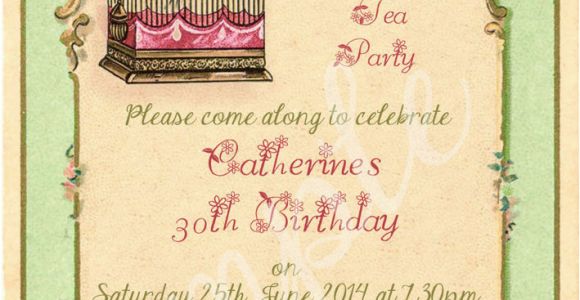 Vintage Style Birthday Invitations Any Age Shabby Chic Vintage Tea Party Birdcage Birthday