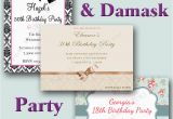 Vintage Style Birthday Invitations Vintage Damask Style Birthday Party Invitations 18th