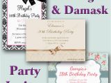 Vintage Style Birthday Invitations Vintage Damask Style Birthday Party Invitations 18th