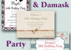 Vintage Style Birthday Invitations Vintage Damask Style Birthday Party Invitations 18th