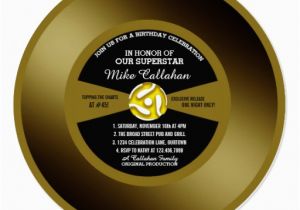 Vinyl Record Birthday Invitations Vinyl 45 Gold Record Birthday Party Invitation Zazzle