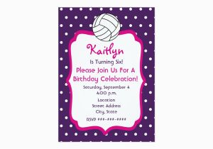 Volleyball Birthday Invitations Girls Volleyball Birthday Invite Purple with Pink Card