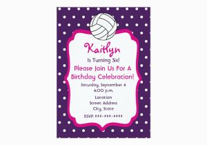 Volleyball Birthday Invitations Girls Volleyball Birthday Invite Purple with Pink Card