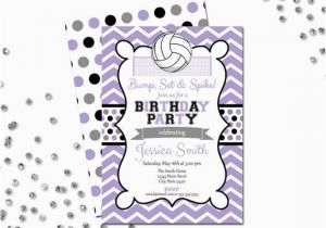 Volleyball Birthday Invitations Volleyball and Net Birthday Party Invitation Chevron Stripes