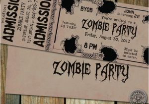 Walking Dead Birthday Invitations Zombie Party Invitation Printable Birthday Ticket