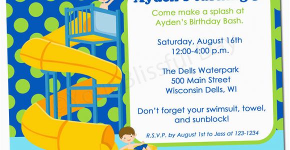 Water Park Birthday Invitations Printable Boy Waterpark Party Invitation 598