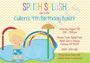 Water Park Birthday Invitations Splash Party Invitation Splish Spalsh Birthday Invitation