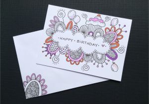 What to Draw On A Birthday Card Hand Drawn Birthday Cards Crafts Pinterest Cards