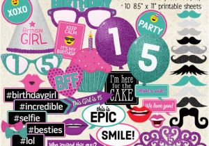 What to Get for 15th Birthday Girl Photo Booth Props Happy 15th Birthday Girl Party Printable