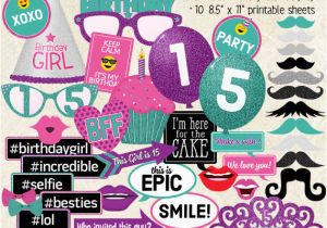 What to Get for 15th Birthday Girl Photo Booth Props Happy 15th Birthday Girl Party Printable