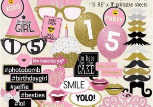 What to Get for 15th Birthday Girl Photo Booth Props Happy 15th Birthday Girl Printable
