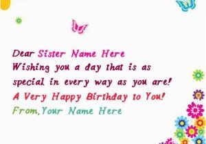 What to Say In A Happy Birthday Card Write Name On butterflies Birthday Card for Sister Happy