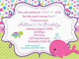 What to Say On Birthday Invitations Pink Whale Birthday Invitation Personalized Custom Whale