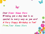 What to Write In A Birthday Card for Sister Write Name On butterflies Birthday Card for Sister Happy