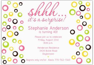 What to Write In A Surprise Birthday Invitation Bubble Dots Pink On White Surprise Birthday Invitations