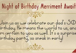 What to Write In A Surprise Birthday Invitation Inspiring 50th Birthday Party Invitation Wordings to