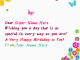 What to Write In Sister S Birthday Card Write Name On butterflies Birthday Card for Sister Happy