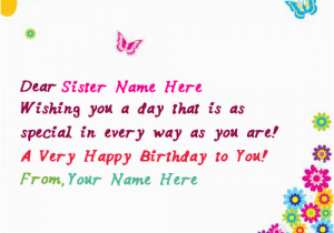 What to Write In Sister S Birthday Card Write Name On butterflies Birthday Card for Sister Happy