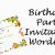 What to Write On Birthday Invitations Birthday Party Invitation Sayings Wording Ideas Wishes