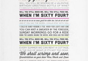 When I M 64 Birthday Card Print Of the Lyrics From the song 39 when I 39 M 64 39 by the