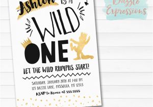 Where the Wild Things are Birthday Card Printable Black and Gold where the Wild Things are