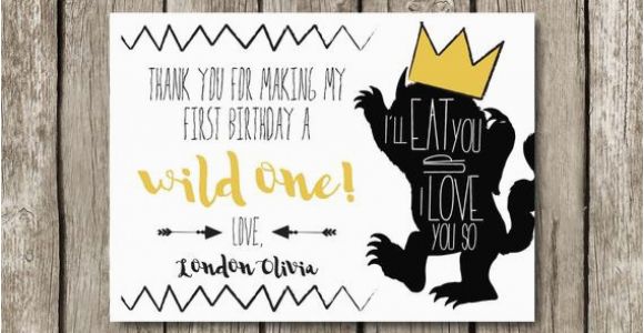 Where the Wild Things are Birthday Card where the Wild Things are Birthday Party Thank You Card Wild