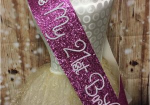 White Birthday Girl Sash 21st Birthday Sash Pink Glitter Sash Personalised Sash