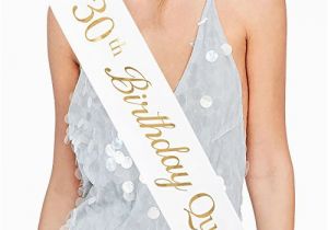 White Birthday Girl Sash 30th Birthday Queen Sash Gifts Party Favors Supplies