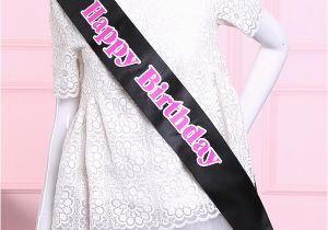 White Birthday Girl Sash New Fashion Happy Birthday Sash Black Sash White Pink