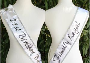 White Birthday Girl Sash White and Silver 21st Birthday Babe Sash by